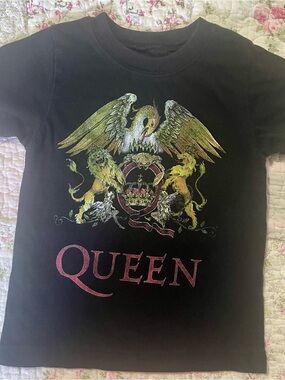 Queen Kids Black Tee with Multicolor Queen Crest